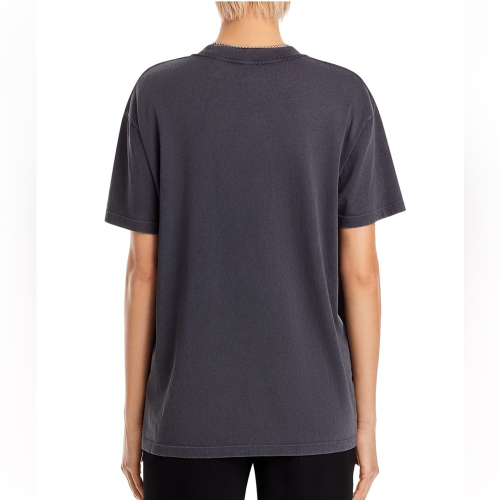 Anine Bing Charcoal Gray Short Sleeve Graphic Tee with White Leopard Motif - Picture 3 of 14